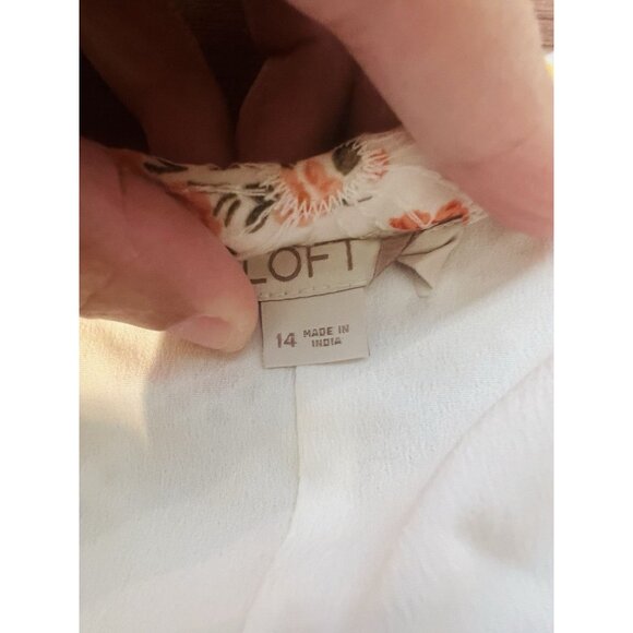 Loft Floral Eyelet Midi Skirt Size 14 Lined Side Zipper Romantic Cottagecore - Picture 7 of 8